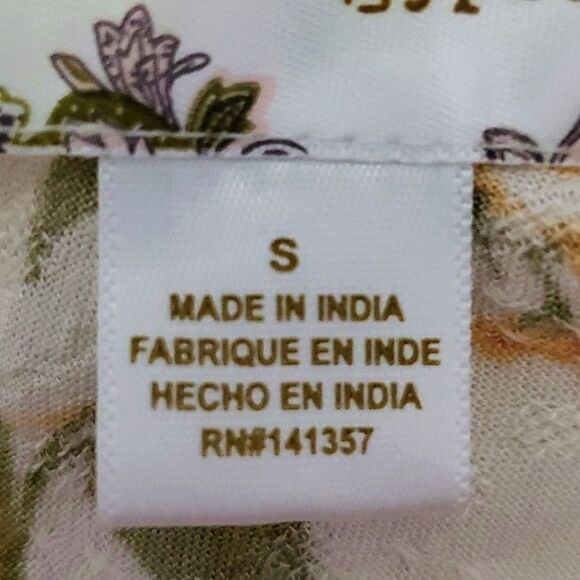 Band of Gypsies Boho Cream Floral Empire Waist Flutter Sleeves Flowy Mini Dress - Picture 12 of 13